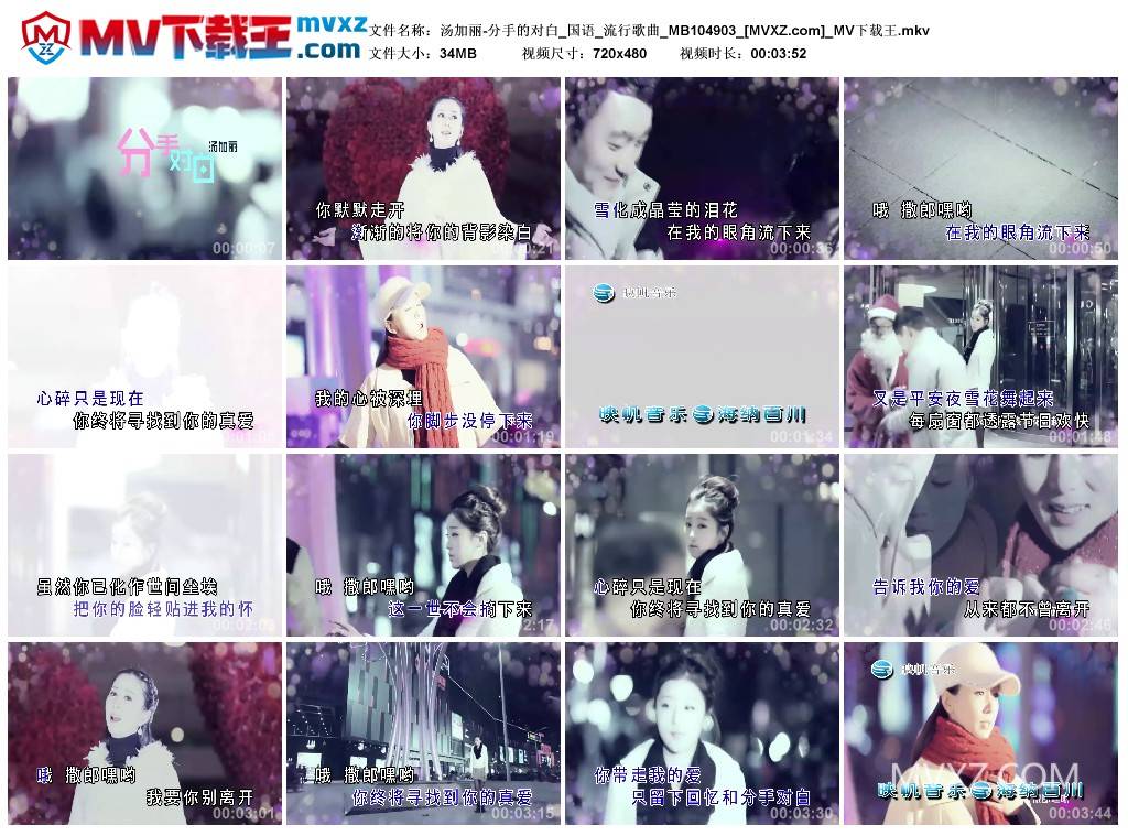 汤加丽-分手的对白_国语_流行歌曲_MB104903